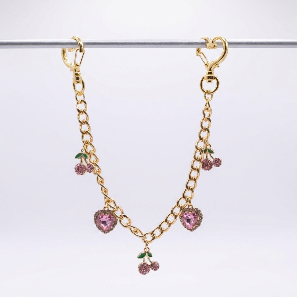 Custom -  Pink Heart & Cherry Charm
